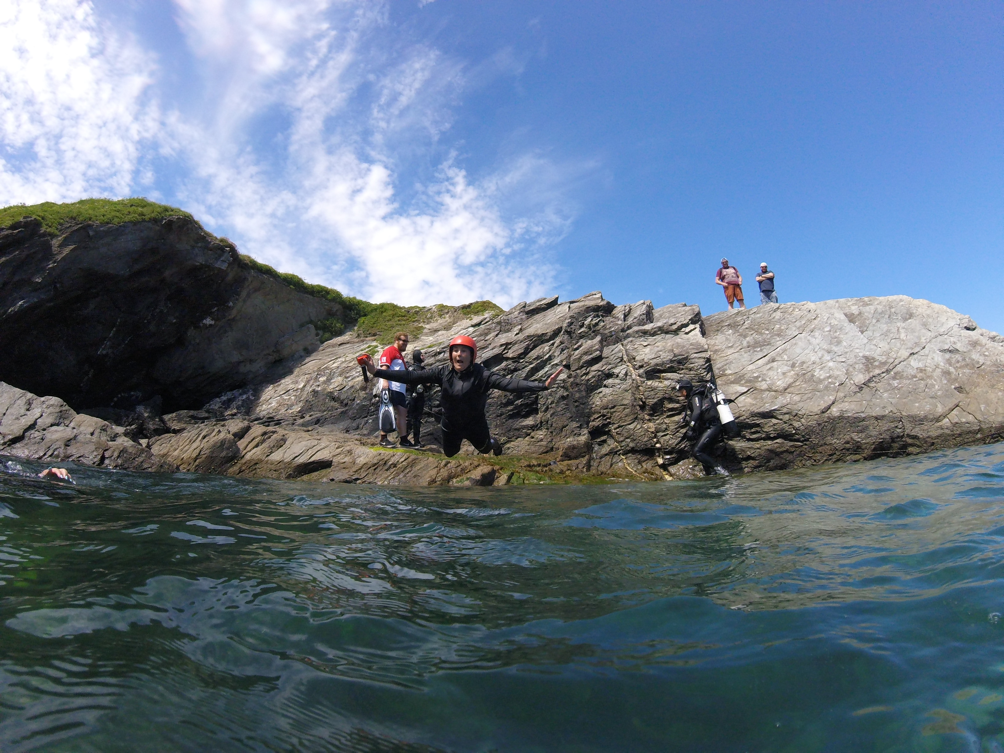 people coasteering